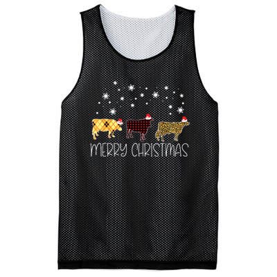 Cow Merry Christmas Cute Plaid Leopard Xmas Pajama Farmer Mesh Reversible Basketball Jersey Tank