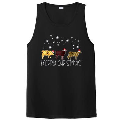 Cow Merry Christmas Cute Plaid Leopard Xmas Pajama Farmer PosiCharge Competitor Tank