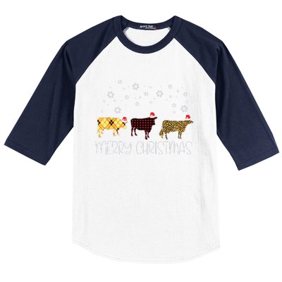 Cow Merry Christmas Cute Plaid Leopard Xmas Pajama Farmer Baseball Sleeve Shirt