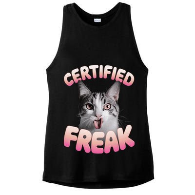 Cat Meme Certified Freak Eat Cement Cursed Cat Funny Ladies PosiCharge Tri-Blend Wicking Tank