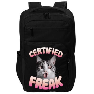 Cat Meme Certified Freak Eat Cement Cursed Cat Funny Impact Tech Backpack