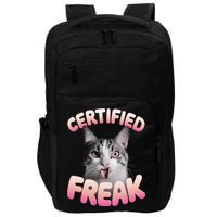 Cat Meme Certified Freak Eat Cement Cursed Cat Funny Impact Tech Backpack