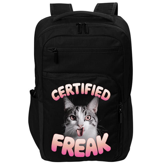 Cat Meme Certified Freak Eat Cement Cursed Cat Funny Impact Tech Backpack
