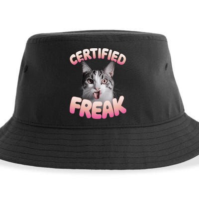Cat Meme Certified Freak Eat Cement Cursed Cat Funny Sustainable Bucket Hat