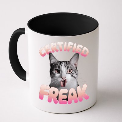 Cat Meme Certified Freak Eat Cement Cursed Cat Funny Mug