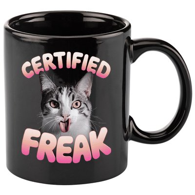 Cat Meme Certified Freak Eat Cement Cursed Cat Funny 11oz C Handle Ceramic Mug