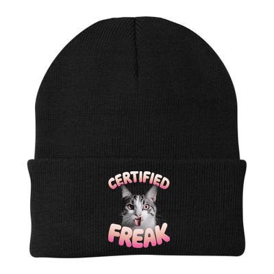 Cat Meme Certified Freak Eat Cement Cursed Cat Funny Beanie
