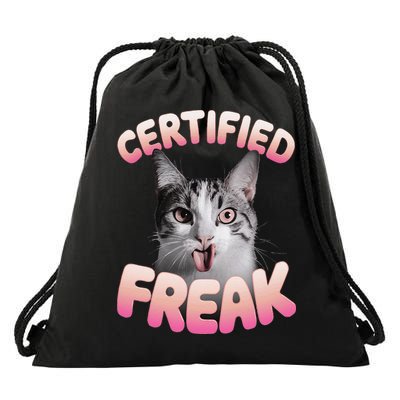 Cat Meme Certified Freak Eat Cement Cursed Cat Funny Drawstring Bag