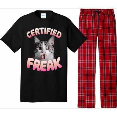 Cat Meme Certified Freak Eat Cement Cursed Cat Funny Pajama Set