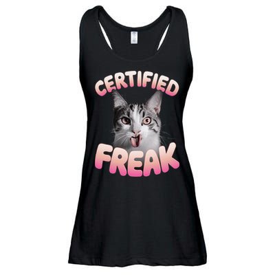 Cat Meme Certified Freak Eat Cement Cursed Cat Funny Ladies Essential Flowy Tank