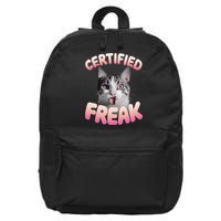 Cat Meme Certified Freak Eat Cement Cursed Cat Funny 16 in Basic Backpack