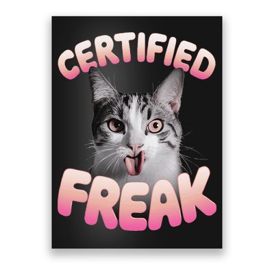 Cat Meme Certified Freak Eat Cement Cursed Cat Funny Poster