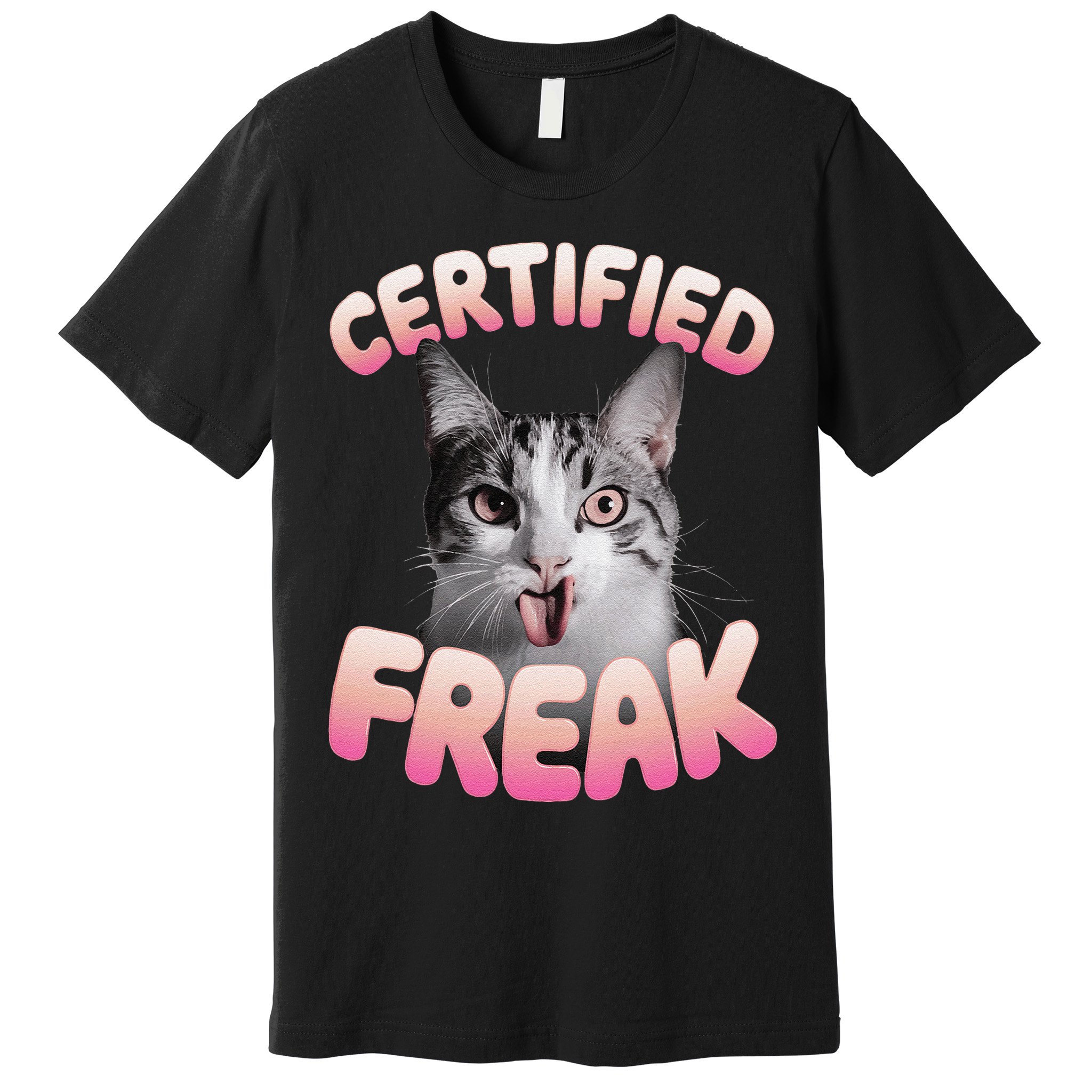 Cat Meme Certified Freak Eat Cement Cursed Cat Funny Premium T-Shirt