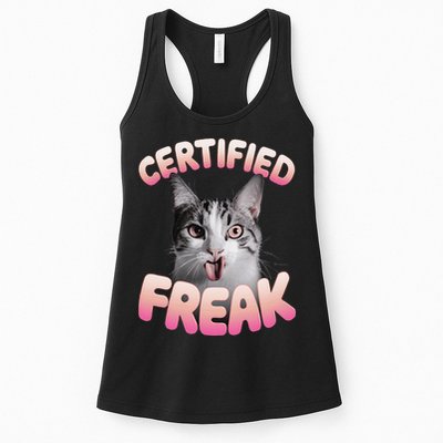 Cat Meme Certified Freak Eat Cement Cursed Cat Funny Womens Tank Top