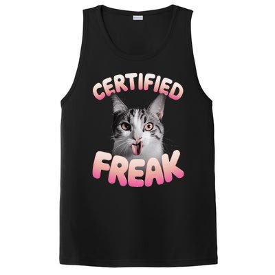 Cat Meme Certified Freak Eat Cement Cursed Cat Funny PosiCharge Competitor Tank