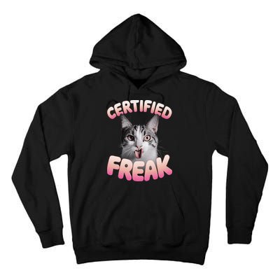 Cat Meme Certified Freak Eat Cement Cursed Cat Funny Tall Hoodie