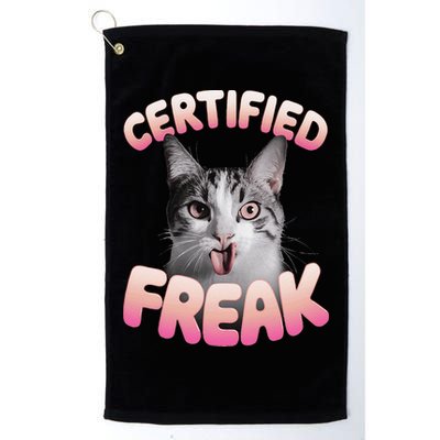 Cat Meme Certified Freak Eat Cement Cursed Cat Funny Golf Towel