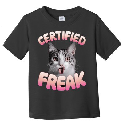 Cat Meme Certified Freak Eat Cement Cursed Cat Funny Toddler T-Shirt