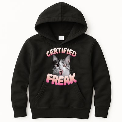 Cat Meme Certified Freak Eat Cement Cursed Cat Funny Kids Hoodie