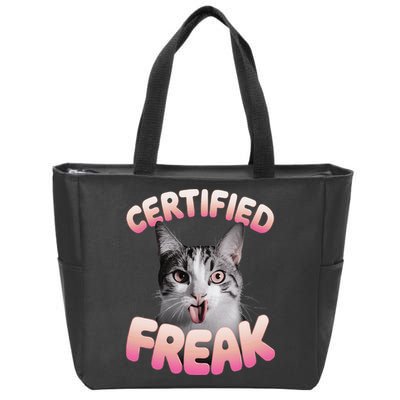 Cat Meme Certified Freak Eat Cement Cursed Cat Funny Zip Tote Bag