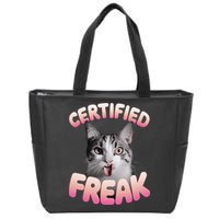 Cat Meme Certified Freak Eat Cement Cursed Cat Funny Zip Tote Bag