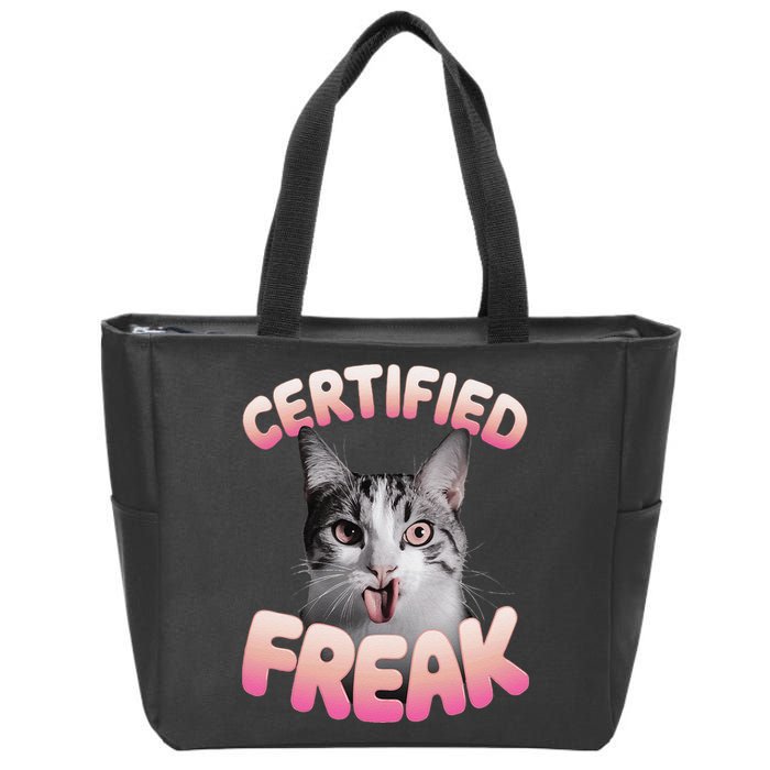 Cat Meme Certified Freak Eat Cement Cursed Cat Funny Zip Tote Bag