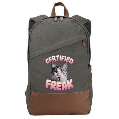 Cat Meme Certified Freak Eat Cement Cursed Cat Funny Cotton Canvas Backpack