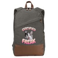 Cat Meme Certified Freak Eat Cement Cursed Cat Funny Cotton Canvas Backpack
