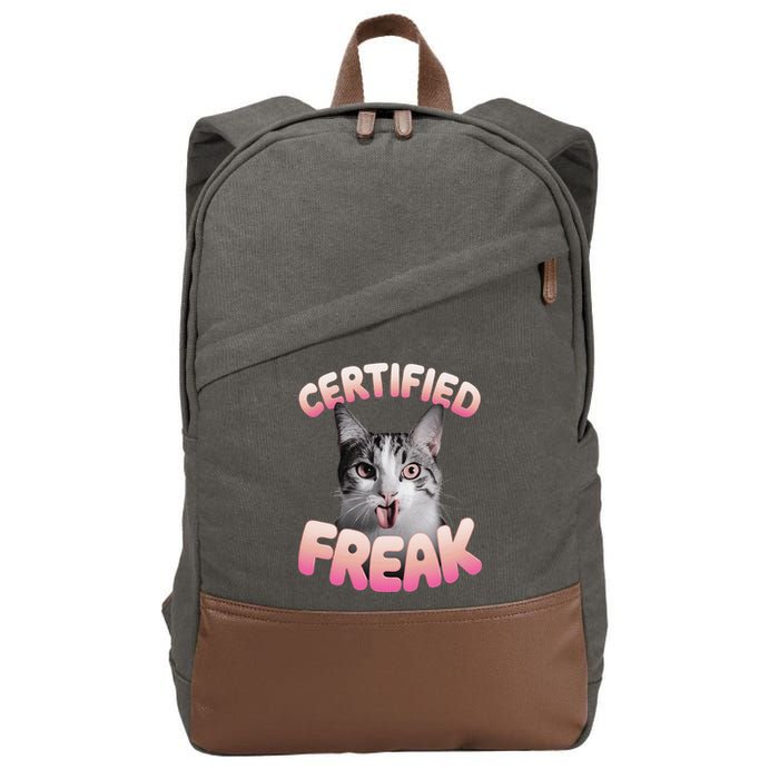 Cat Meme Certified Freak Eat Cement Cursed Cat Funny Cotton Canvas Backpack