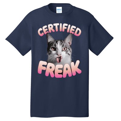 Cat Meme Certified Freak Eat Cement Cursed Cat Funny Tall T-Shirt