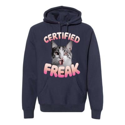 Cat Meme Certified Freak Eat Cement Cursed Cat Funny Premium Hoodie