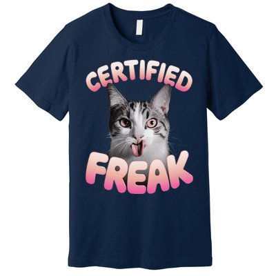 Cat Meme Certified Freak Eat Cement Cursed Cat Funny Premium T-Shirt