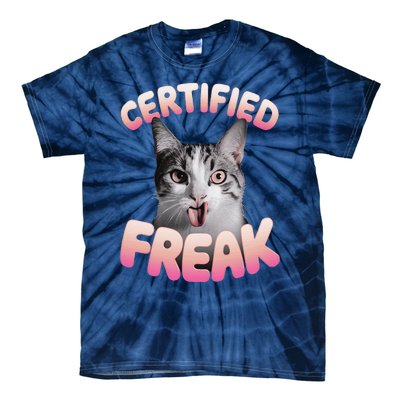 Cat Meme Certified Freak Eat Cement Cursed Cat Funny Tie-Dye T-Shirt