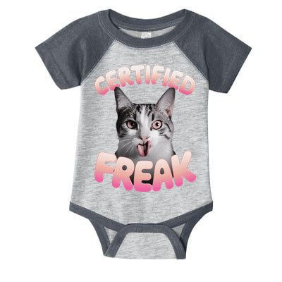 Cat Meme Certified Freak Eat Cement Cursed Cat Funny Infant Baby Jersey Bodysuit