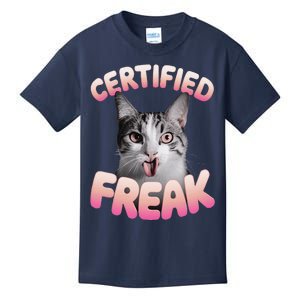 Cat Meme Certified Freak Eat Cement Cursed Cat Funny Kids T-Shirt