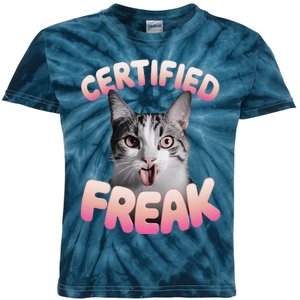 Cat Meme Certified Freak Eat Cement Cursed Cat Funny Kids Tie-Dye T-Shirt