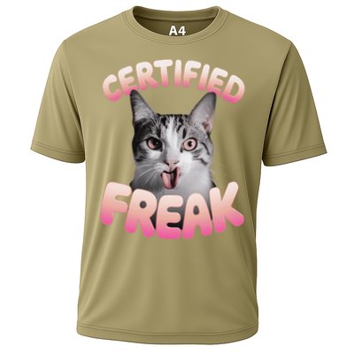 Cat Meme Certified Freak Eat Cement Cursed Cat Funny Cooling Performance Crew T-Shirt