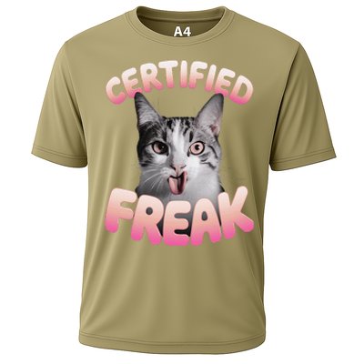 Cat Meme Certified Freak Eat Cement Cursed Cat Funny Cooling Performance Crew T-Shirt