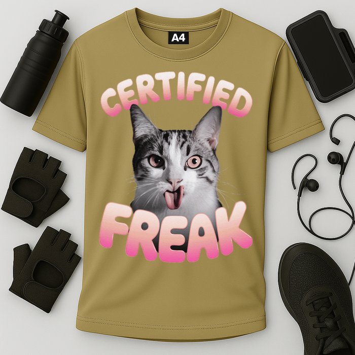 Cat Meme Certified Freak Eat Cement Cursed Cat Funny Cooling Performance Crew T-Shirt