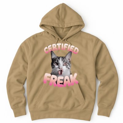 Cat Meme Certified Freak Eat Cement Cursed Cat Funny Hoodie