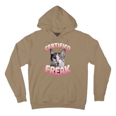 Cat Meme Certified Freak Eat Cement Cursed Cat Funny Hoodie