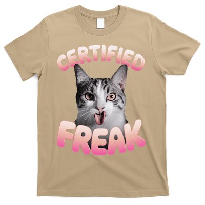 Cat Meme Certified Freak Eat Cement Cursed Cat Funny T-Shirt