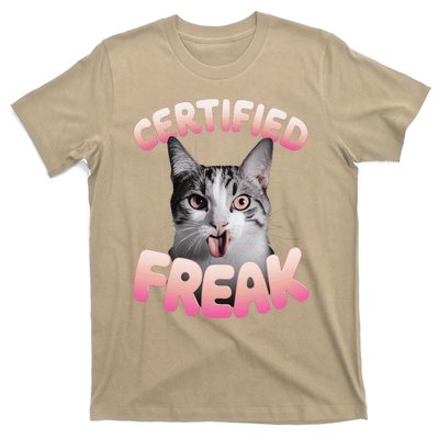 Cat Meme Certified Freak Eat Cement Cursed Cat Funny T-Shirt