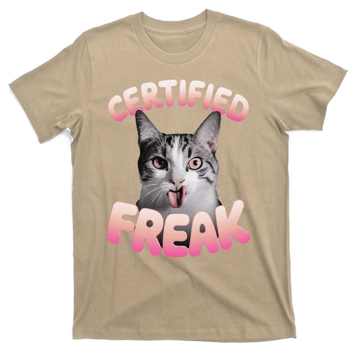 Cat Meme Certified Freak Eat Cement Cursed Cat Funny T-Shirt