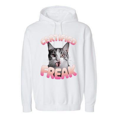 Cat Meme Certified Freak Eat Cement Cursed Cat Funny Garment-Dyed Fleece Hoodie