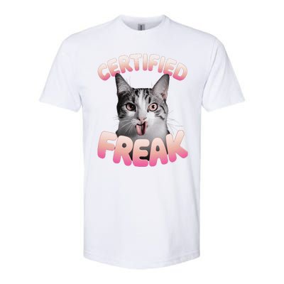 Cat Meme Certified Freak Eat Cement Cursed Cat Funny Softstyle CVC T-Shirt