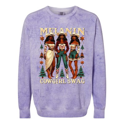 Christmas Melanin Cowgirl Swag Thanksgiving Western Cowgirl Colorblast Crewneck Sweatshirt