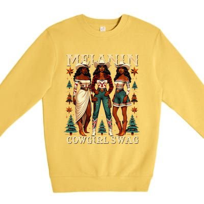 Christmas Melanin Cowgirl Swag Thanksgiving Western Cowgirl Premium Crewneck Sweatshirt