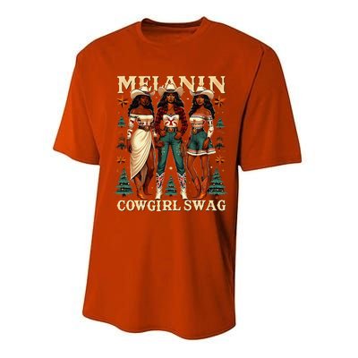 Christmas Melanin Cowgirl Swag Thanksgiving Western Cowgirl Performance Sprint T-Shirt