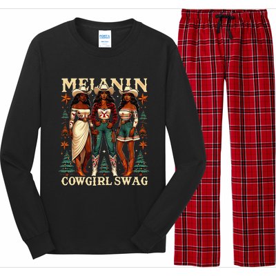 Christmas Melanin Cowgirl Swag Thanksgiving Western Cowgirl Long Sleeve Pajama Set